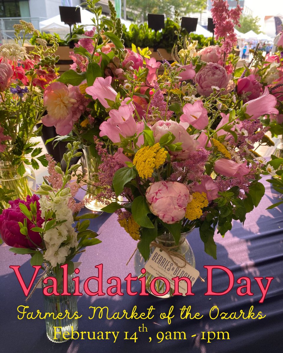 Validation Day is this Saturday at Farmers Market of the Ozarks! We'll have a photo area, festive crafts, and of course, TONS of local vendors for you to shop with! We'll see you at Farmers Park from 9am to 1pm this Saturday, February 14th!