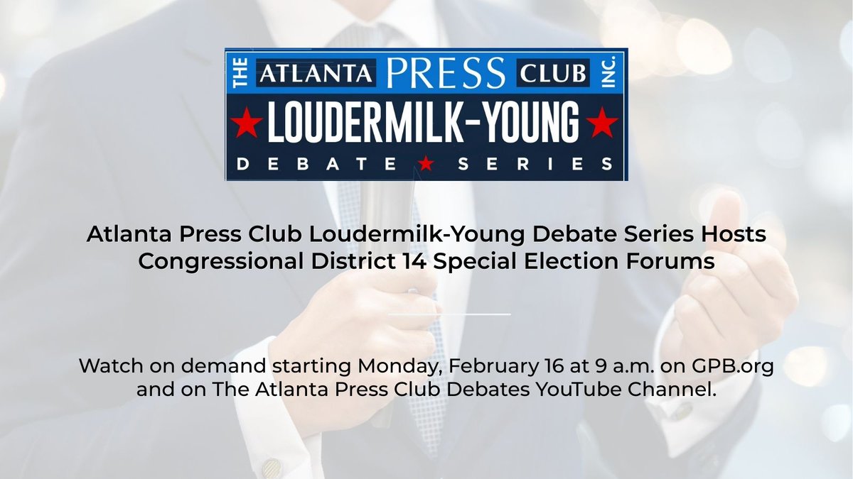 Coming soon: APC will host nonpartisan forums for the District 14 Special Election. Moderated by political journalists, the forums will be available on demand starting Feb 16 at 9 AM. Learn more: atlantapressclub.org/debates/
