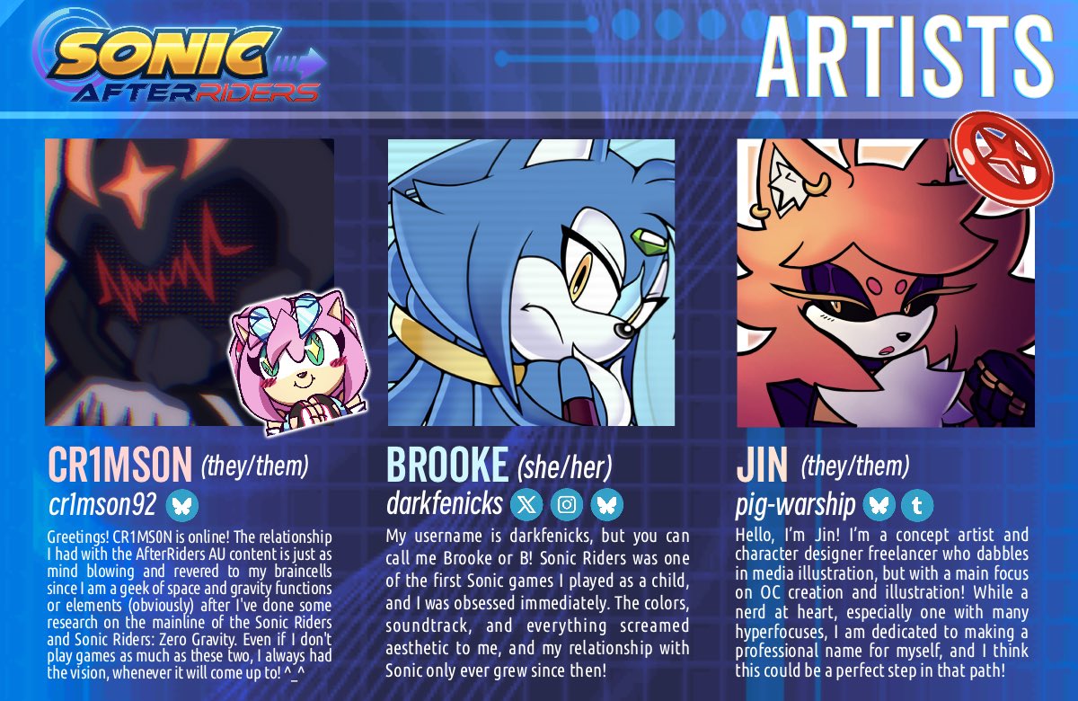 Our long wave of artists has only just begun!! Shoutout to <a href="/cr1mson92_/">🍉CR1MS0N @ ☁️🦋</a> , <a href="/darkfenicks/">🔥 B - commissions closed !</a> and @/pig-warship for their amazing contributions already 💗

#AfterRiders