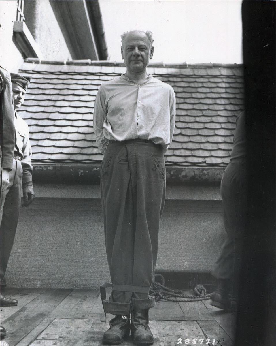 This is SS physician Eduard Krebsbach. He was executed at Landsberg Prison in 1947 for 900 counts of first-degree murder, for personally injecting gasoline and benzene into Soviet, Polish, and Czech prisoners of war to kill them.

He confessed that he killed them for fun.