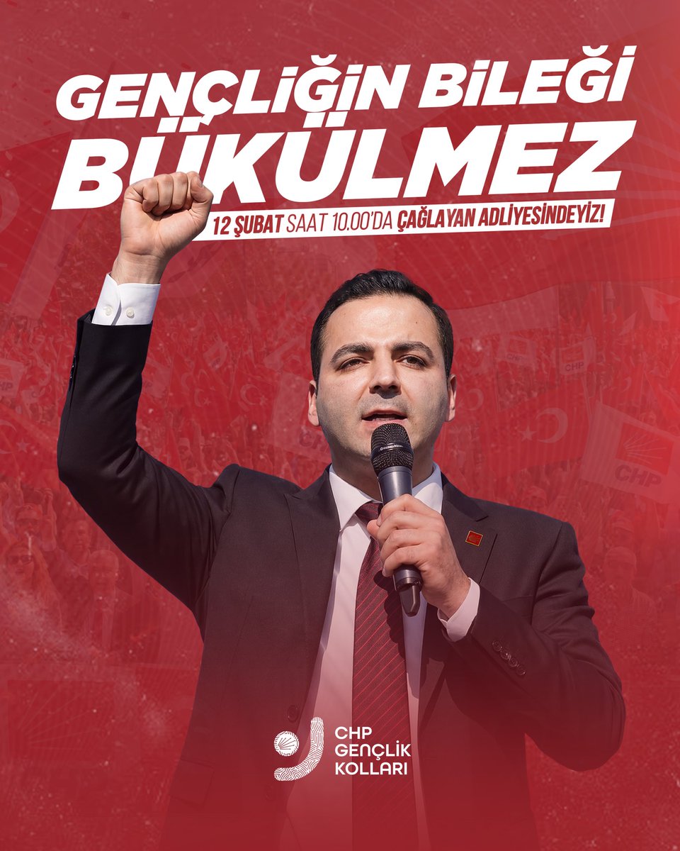 ozgurgenclikgm's tweet photo. Gençliğin bileği bükülmez!

Gençlik Kolları Genel Başkanımız Cem Aydın'ın yargılandığı davayı takip etmek üzere Çağlayan Adliyesi'nde buluşuyoruz.

📍Çağlayan Adliyesi
🗓️12 Şubat Perşembe
⏱️10.00 https://t.co/n9kqUHTHZF
