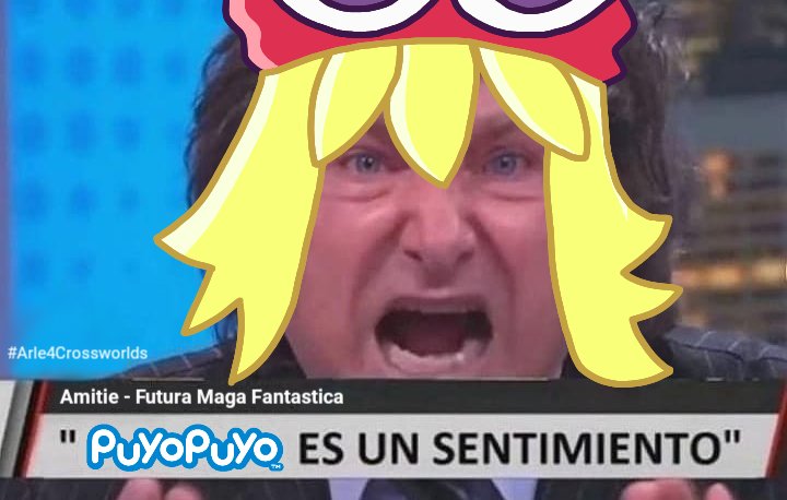 #Arle4Crossworlds
Translation: "PUYO PUYO IS A SENTIMENT"