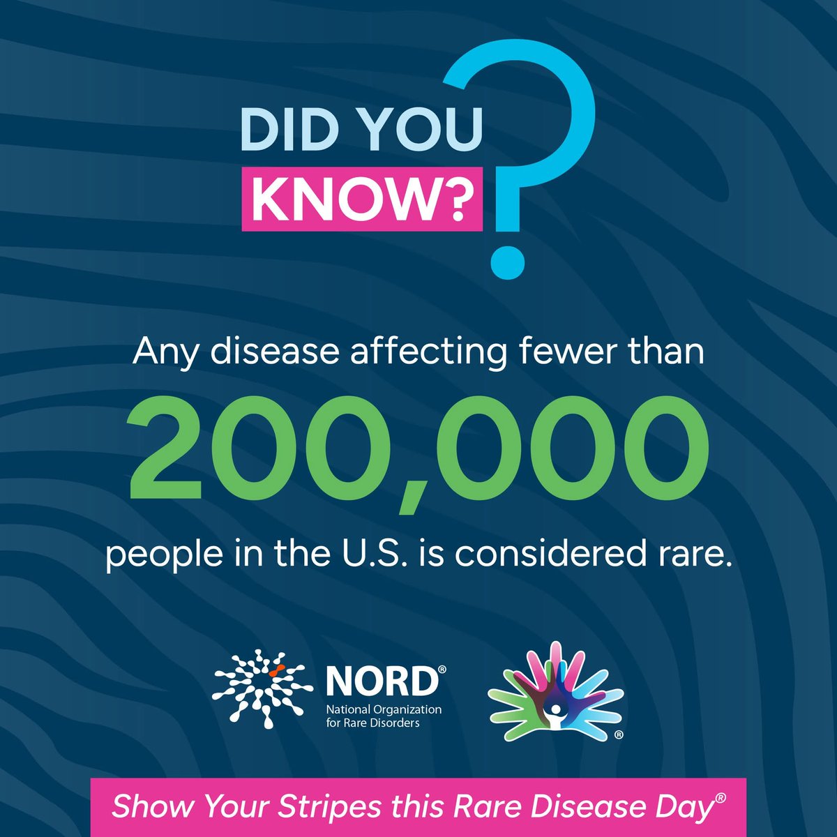 Did you know?

Any disease affecting fewer than 200,000 people in the US is considered rare.

#ShowYourStripes ##RareDiseaseAwarenessMonth
