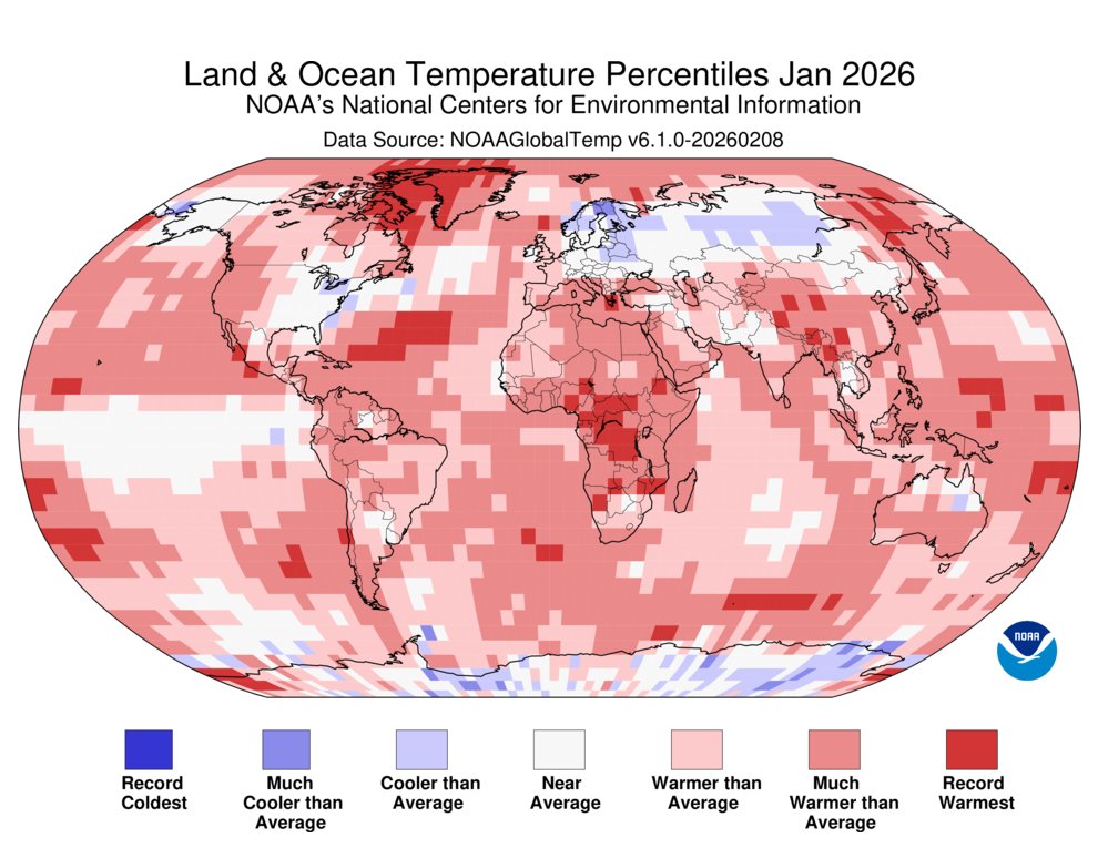 Earth experienced its fifth-warmest Jan on record and unusual warmth led to near-record-low Arctic sea ice extent. In honor of “Make a Friend Day”, share it with your latest compadre. Check out our Monthly Global Temp and Precip Analysis to learn more. ▶️ bit.ly/Global202601