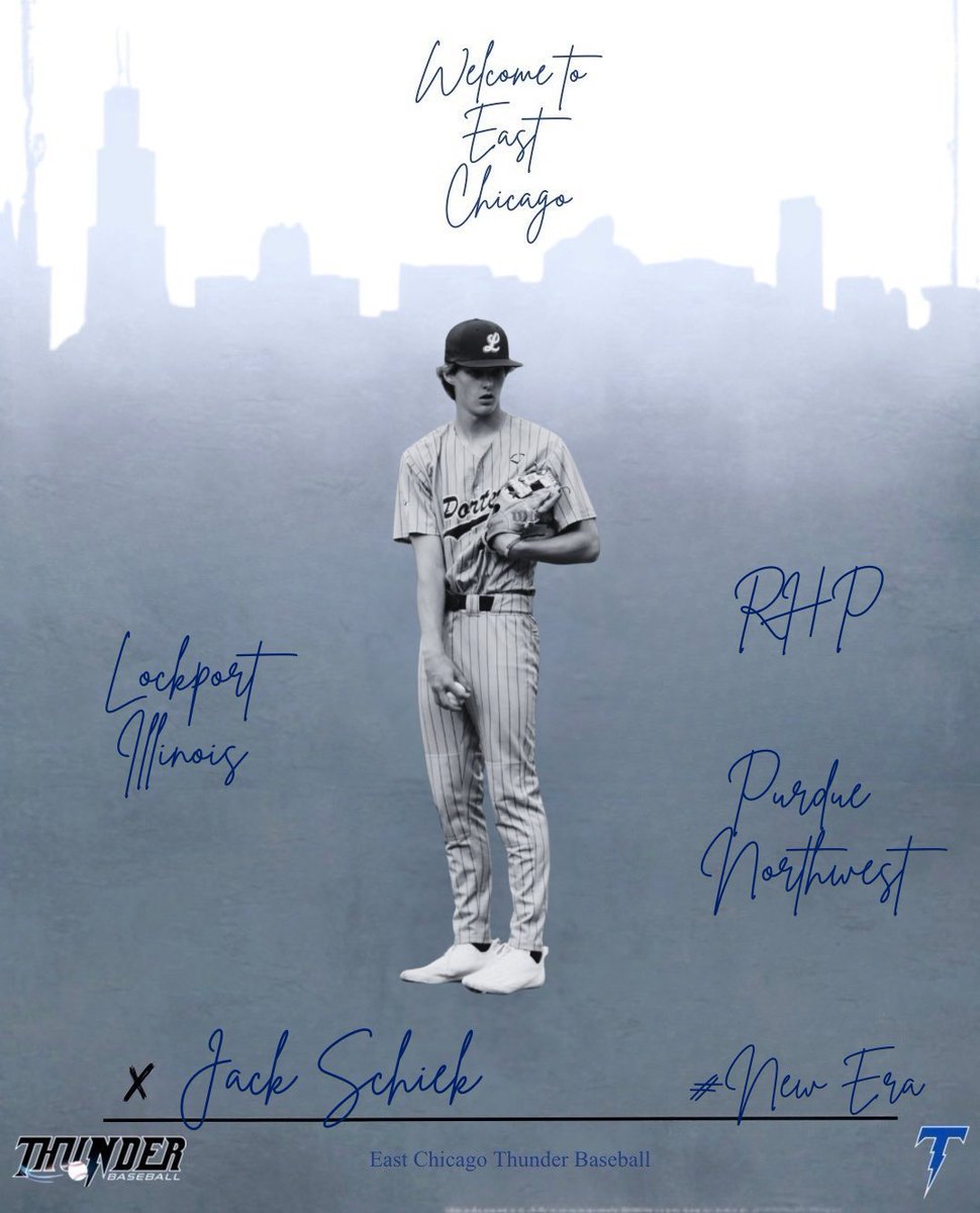 OFFICIAL: East Chicago Thunder Signing⚡

The East Chicago Thunder are proud to announce the signing of RHP Jack Schiek. Schiek, currently a senior at Lockport HS will make his Thunder debut this summer. 

Welcome to East Chicago, Jack! 
#NewEra