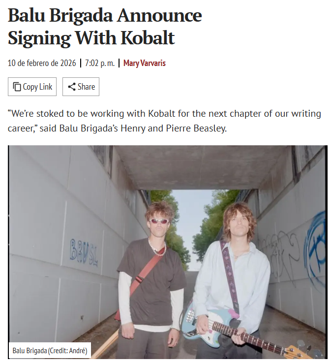 balulatam's tweet photo. 📝 | Balu Brigada firmó contrato con Kobalt Music Publishing!
ESO SIGNIFICA....
—Más exposición en películas/series/videojuegos/publicidades
—Posibilidad de colaborar con grandes artistas
—Mayor impulso a nivel internacional
—Posibilidad para venta de canciones/demos
🥳🥳🥳 https://t.co/fmWtLKc4Bl