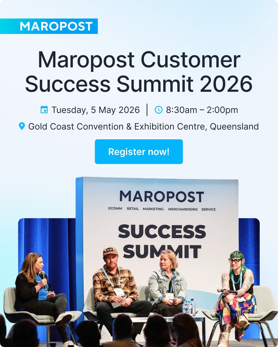 If you’re a Maropost customer, you won’t want to miss our exclusive event!

⚡️Maropost Customer Success Summit 2026 
📍Gold Coast Convention and Exhibition Centre, Queensland
📅Tuesday, 5 May 2026 | 8:30am – 2:00pm

Secure your seat now: m-post.co/4rMd1xv