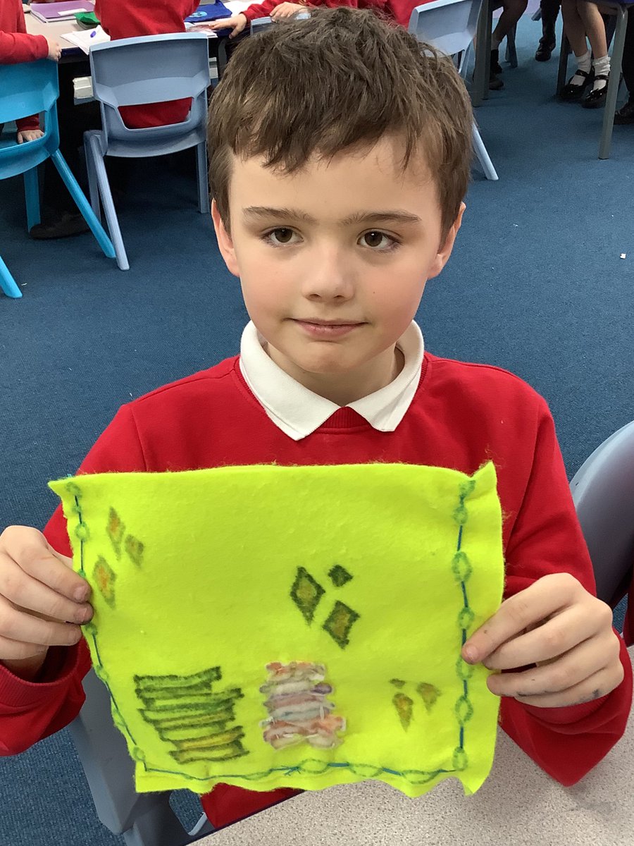 Year 4 have worked hard this week to complete their book sleeve using the running stitch in DT.