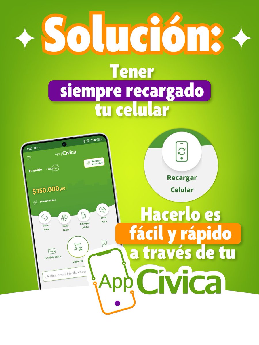Situaciones que nadie quiere vivir...😣
Quedarte sin minutos en plena llamada o tener una urgencia y no poder llamar.

La solución es simple: recarga tu celular desde tu #AppCívica en cualquier momento.

📲 Descárgala y mantente siempre conectado.

#AppCívicaTeFacilitaElDía