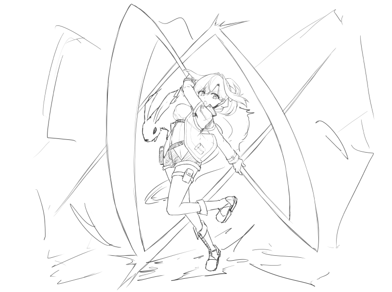 @ktm_wall エフェクトと動きのあるソシャゲの進化絵みたいなのほしいなぁって落書き 