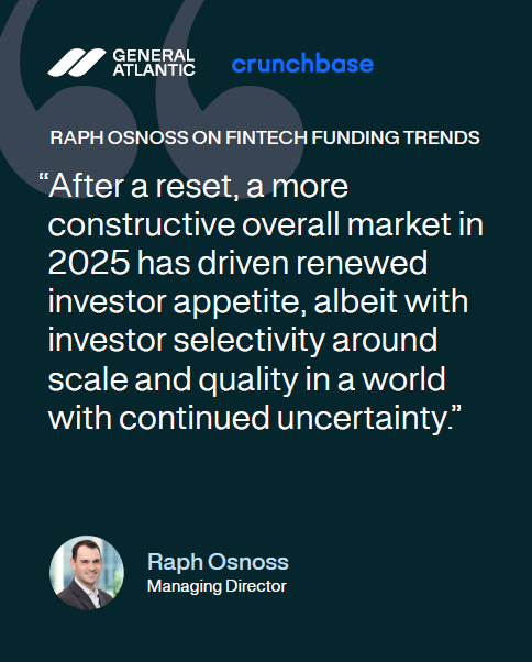generalatlantic's tweet image. Fintech funding rebounded in 2025, with fewer deals but larger rounds. In a recent Crunchbase analysis, Raph Osnoss, Managing Director at General Atlantic, discusses how investor behavior and capital allocation have shifted since the 2021-22 funding peak.
news.crunchbase.com/fintech/fundin…