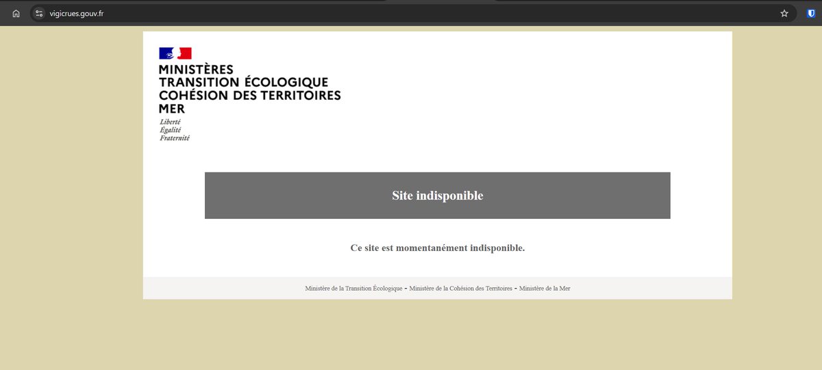 Vigicrues en PLS depuis hier soir en pleine vigilance rouge....
Est-ce qu'on peut scraper la data quelque part ou avoir un délai de rétablissement ?  <a href="/Vigicrues/">Vigicrues</a> 
cc: <a href="/GuillaumeRozier/">GRZ</a>