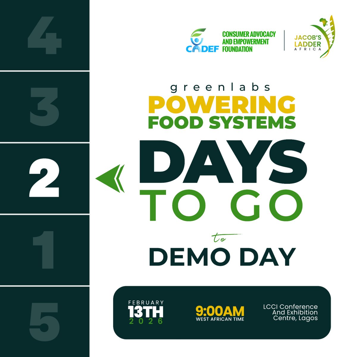 cadef_ng's tweet image. We’re excited to see our young innovators step up with solutions communities can rely on, and in just 2 days, the greenlabs Demo Day will mark the start of their next journey into the Incubation Programme.

Follow us and stay tuned for live updates!
#CADEF #greenlabs #Foodsystems