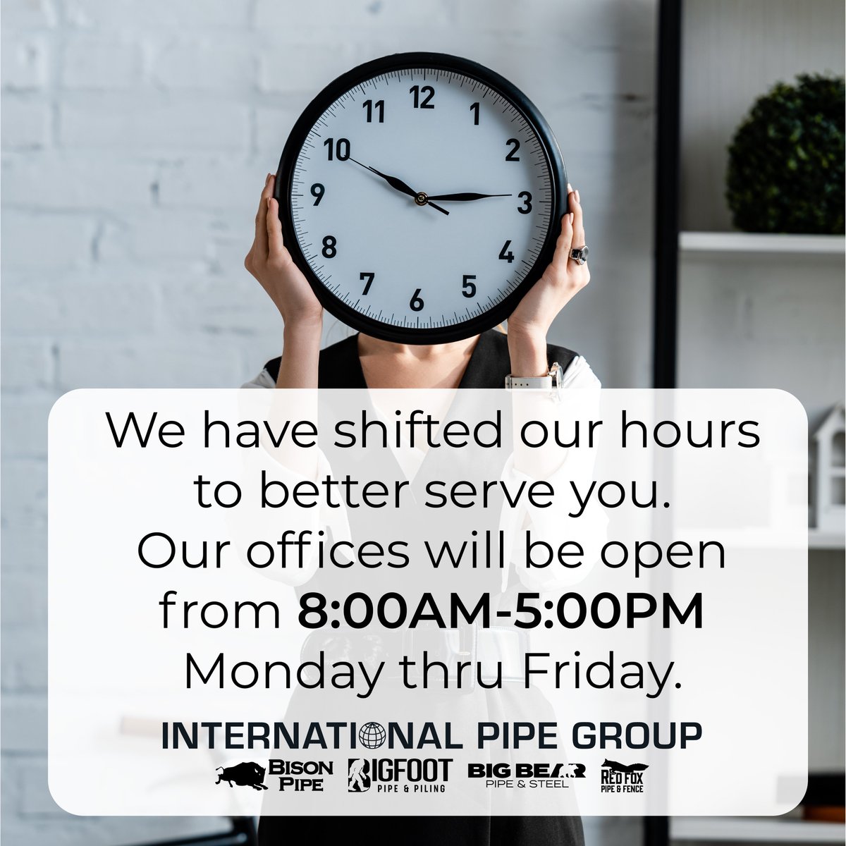 IntlPipe's tweet image. Good news! We’ve shifted our hours to make things a little easier for you. We’re now open Monday–Friday, 8:00 AM to 5:00 PM. We’re here to help! Give us a call at (450) 478-4500.
#InternationalPipe #PipeYard