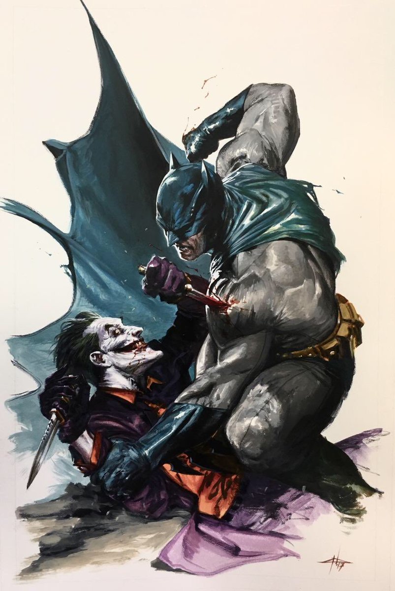 TheBatHome's tweet photo. Batman vs The Joker by Gabriele Dell’Otto https://t.co/x042PBnF5d