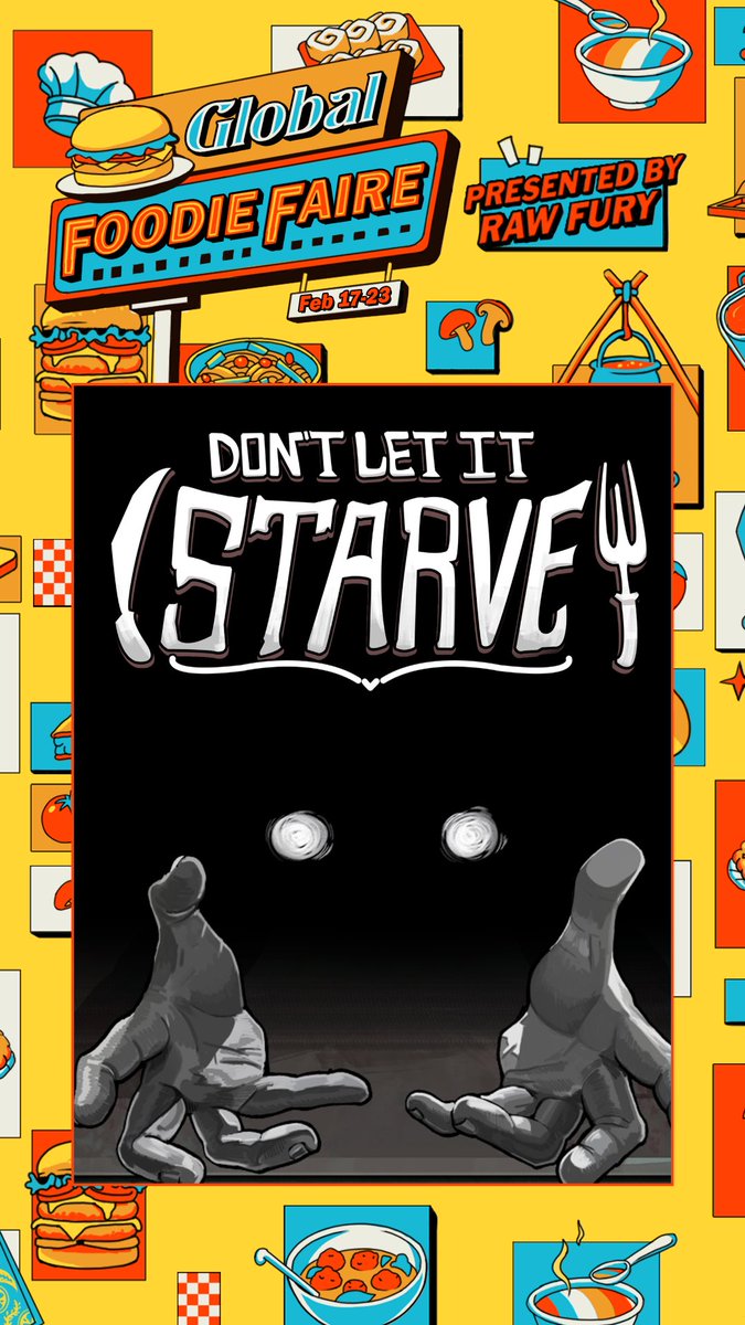 Don't Let It Starve will be in the Global Foodie Faire 

February 17th, at 9AM PT/12:00 PM ET/17:00 CET/18:00 CET!

store.steampowered.com/app/3930510/Do…
