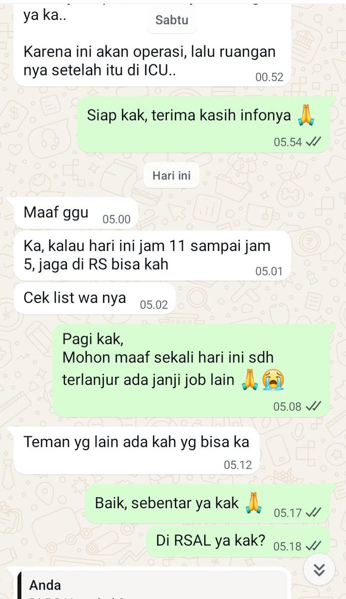 bimbingangratis's tweet photo. Caregiver Jaga Pasien di Rumah Sakit

Yg butuh jasa bersih kantor, dapur, cabut rumput, survey, kirim, urus dokumen kuliah, skripsi, wisuda, kerja, antar jemput, pindahan, angkat, packing, pickup, buang barang bekas, dll

Bayar seikhlasnya &amp; sepantasnya
Fastres WA 089616399294 https://t.co/GBToeoF0WW