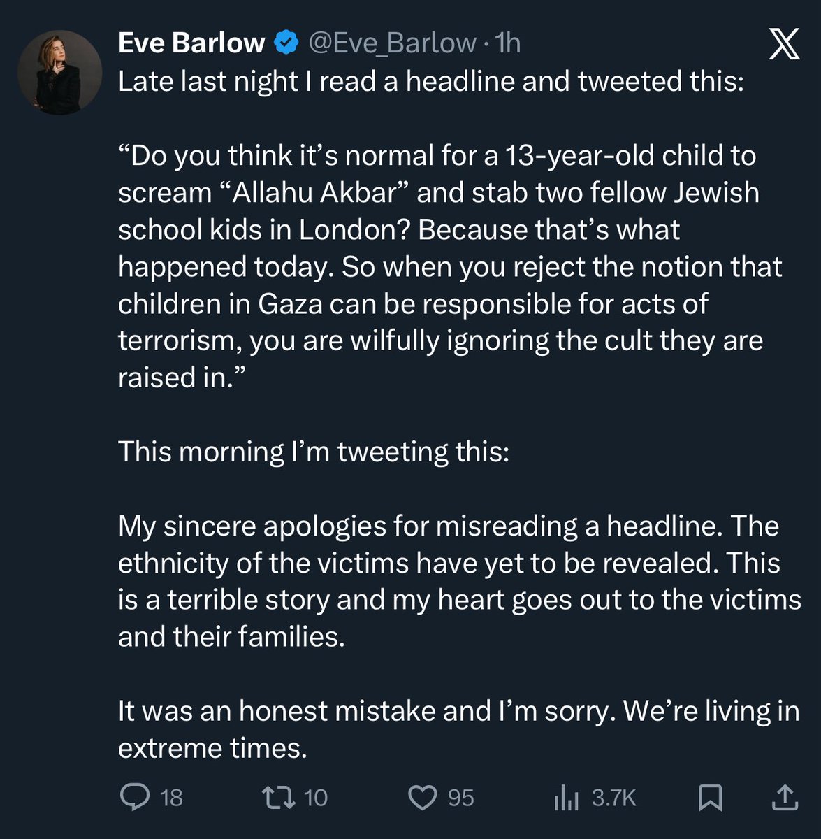 Lmao, she had to backtrack on her racism