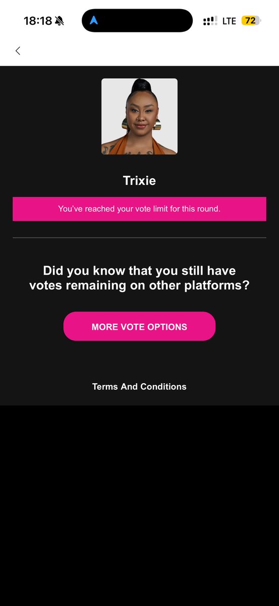 Jabu_Macdonald's tweet photo. Just used My Dstv App to vote for Trixie.

Also here’s the website link to add more votes for Trixie and the rest of the Bandana Girls : https://t.co/5GpbQqa80p

And I will hosting an X Space tomorrow at 4 pm assisting anyone who needs help in voting for their fav. For now you can ask for assistance in the comment section. 

#BBMzansiS6 #Bazozwa