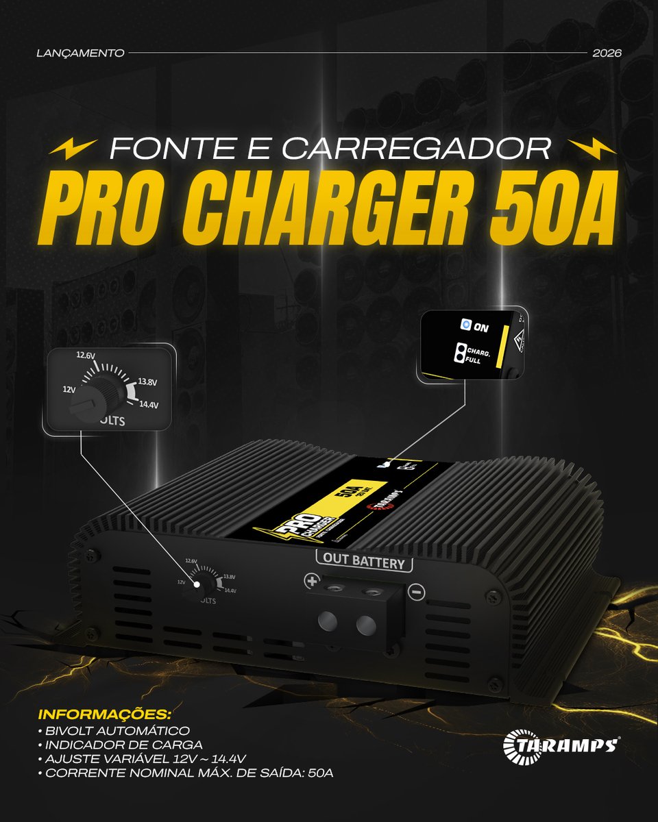 Com robustez, versatilidade e excelente custo-benefício, a PRO CHARGER 50A é a escolha perfeita para quem busca uma fonte de energia confiável, potente e eficiente.