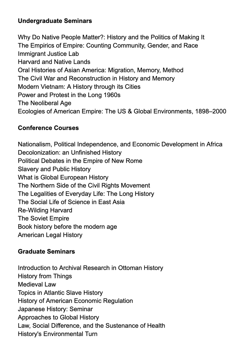 romanhelmetguy's tweet image. Here's every history course Harvard is offering this spring semester. Notice a pattern?
