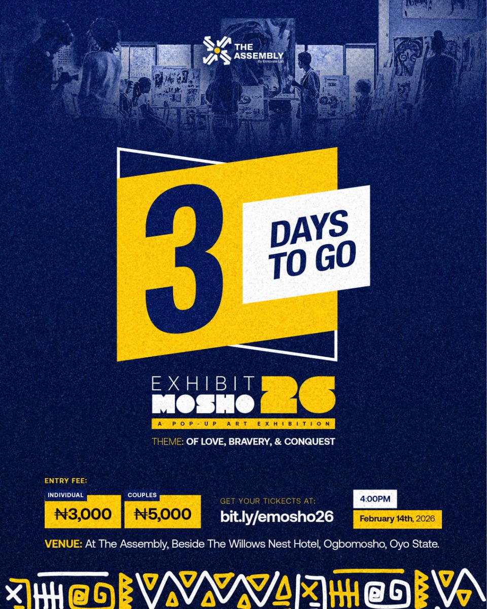 3Days To Go! 

Your ticket is waiting for you here: https: bit.ly/emosho26

Sign up for a memorable love experience with Exhibit Mosho ’26