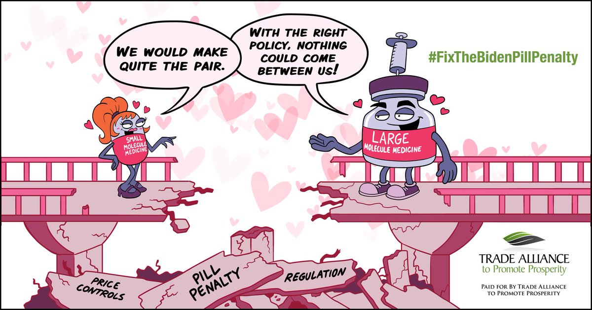 Inflation Reduction Act undermines patient care with “large-molecule” biologic price controls 13 years after FDA approval but "small-molecule" after only 9. Fixing IRA would ensure best options. Valentine’s reminder: It’s time to bring this pair together.
promote-trade.org/blog/this-pair…