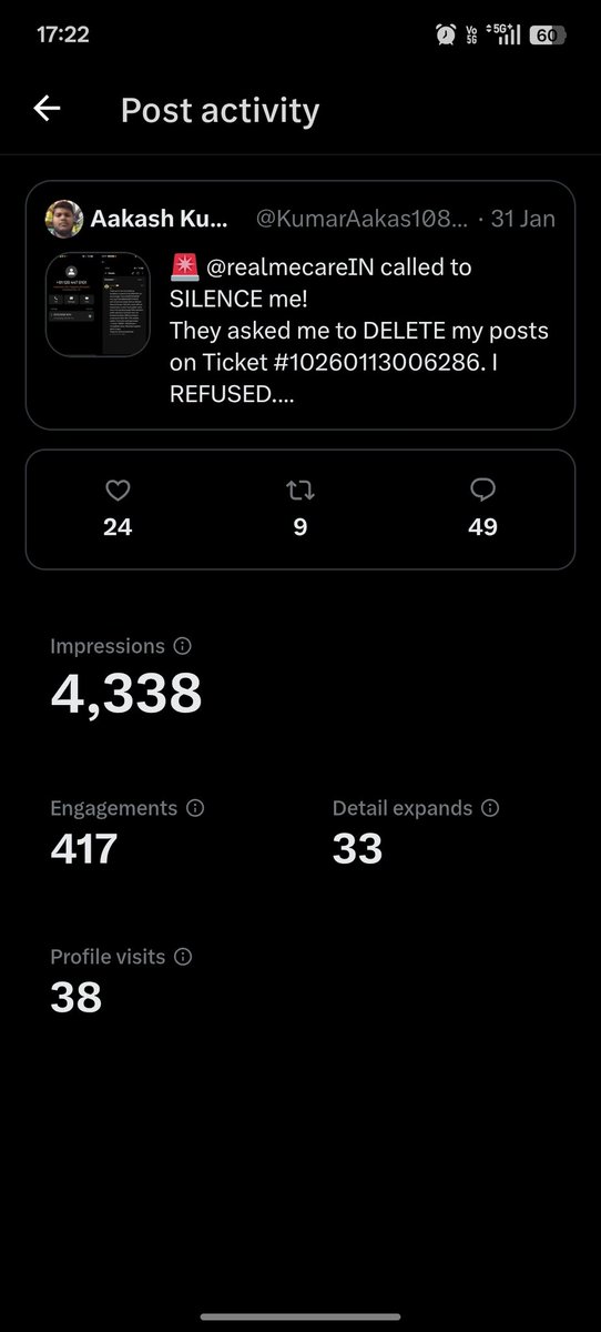 KumarAakas10848's tweet photo. 📉 4,300+ VIEWS! ⚖️
@realmeIndia admits 'Missing Feature' on WhatsApp but claims 'Hardware Limit' in emails. 📉
Why block the base #realmeP4 while the Pro gets ARCore? 🤥
Whitelist RMX5110 in Feb! 🚀🔥
#TechLies #ConsumerRights @jagograhakjago https://t.co/zRE5nPaVdy