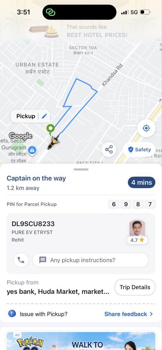 adi15tya's tweet photo. @RapidoBikeApp your delivery partner picked up my parcel and then cancelled the ride. I can’t see his location or contact him, and support isn’t responding. This parcel is urgent. Please help immediately. https://t.co/342E3sK5MA