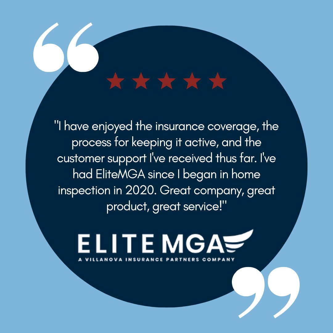 EliteInspect's tweet photo. "I have enjoyed the insurance coverage, the process for keeping it active, and the customer support I've received thus far. I've had EliteMGA since I began in home inspection in 2020. Great company, great product, great service!"
https://t.co/BHAhpjaWdt

#HomeInspectors #EliteMGA https://t.co/TJ6zlDW776