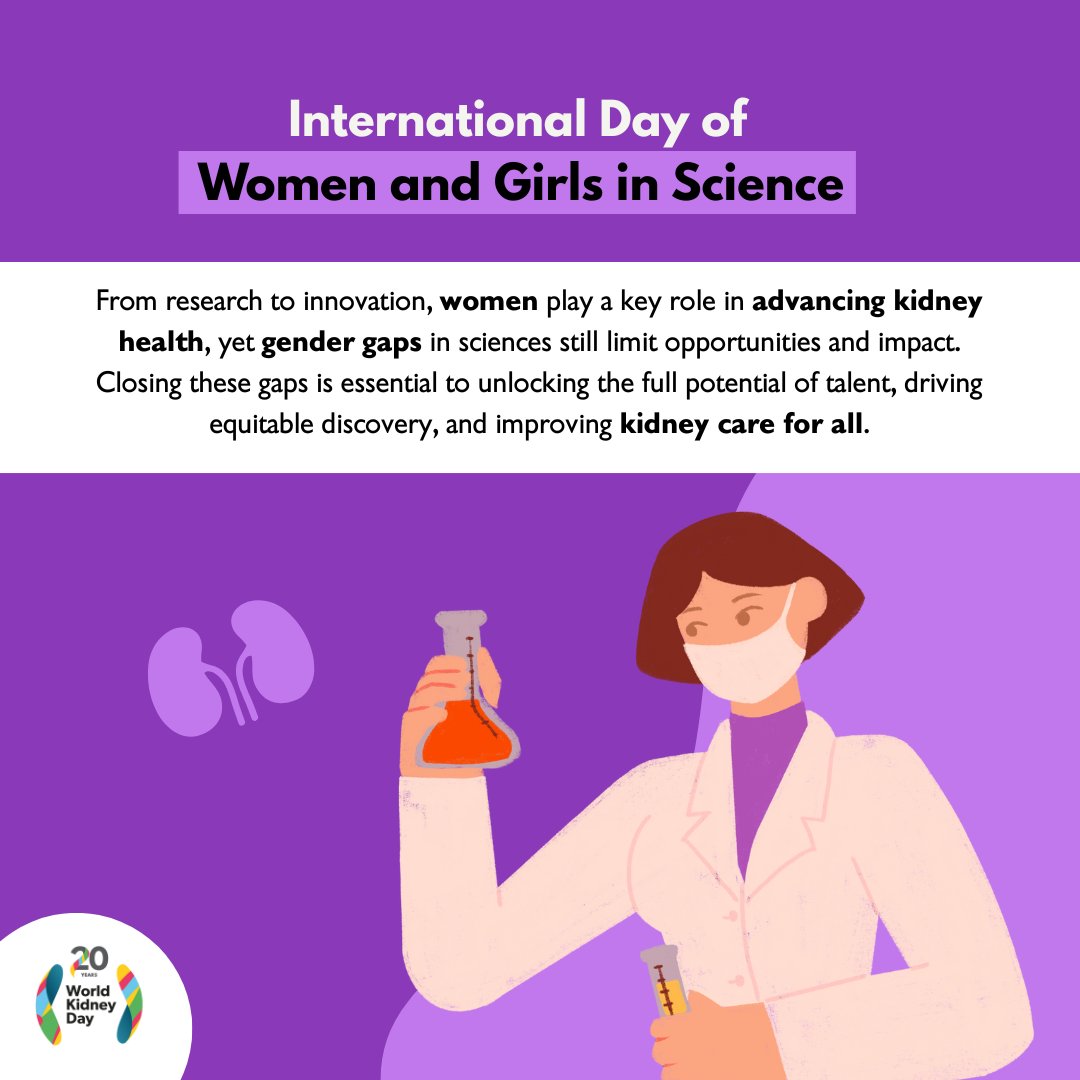 worldkidneyday's tweet photo. Science, technology, engineering and mathematics drives progress in kidney health. Empowering women and girls in these fields means better research, smarter solutions and fairer care worldwide. 🌍

#WorldKidneyDay #OurKidneysOurPlanet #KidneyHealthForAll

@UNESCO https://t.co/rc2cWfcoFF
