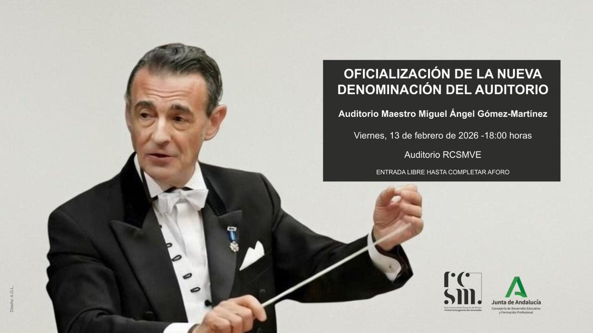 El próximo viernes 13 de feb tendrá lugar el acto conmemorativo en homenaje al Maestro Miguel Ángel Gómez-Martínez.
-Descubrimiento de la placa y el busto conmemorativos.
-Discursos📃.
-Proyección de vídeo del maestro Miguel Ángel Gómez-Martínez.
-Concierto🎹🎻
Auditorio <a href="/RCSMVE/">RCSM VictoriaEugenia</a>