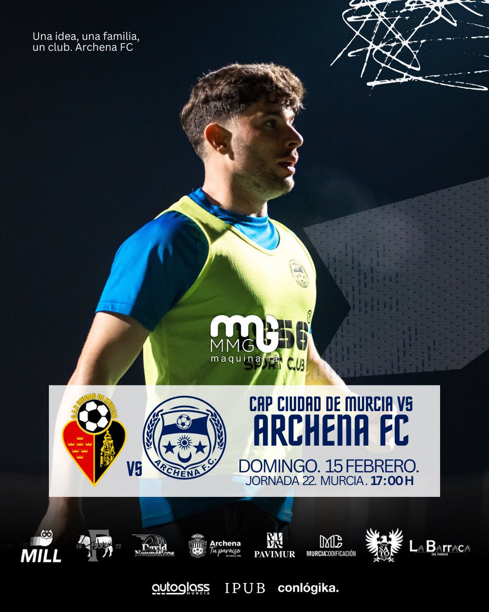 Este domingo tenemos partidazo 👇

🆚 CAP Ciudad de Murcia
📍 Murcia
🗓 Domingo, 15 de febrero
⏰ 17:00 h

Nuestro equipo viaja a la capital con ganas de seguir compitiendo al máximo 💪💙

#ArchenaFC #Jornada22 #VamosArchena