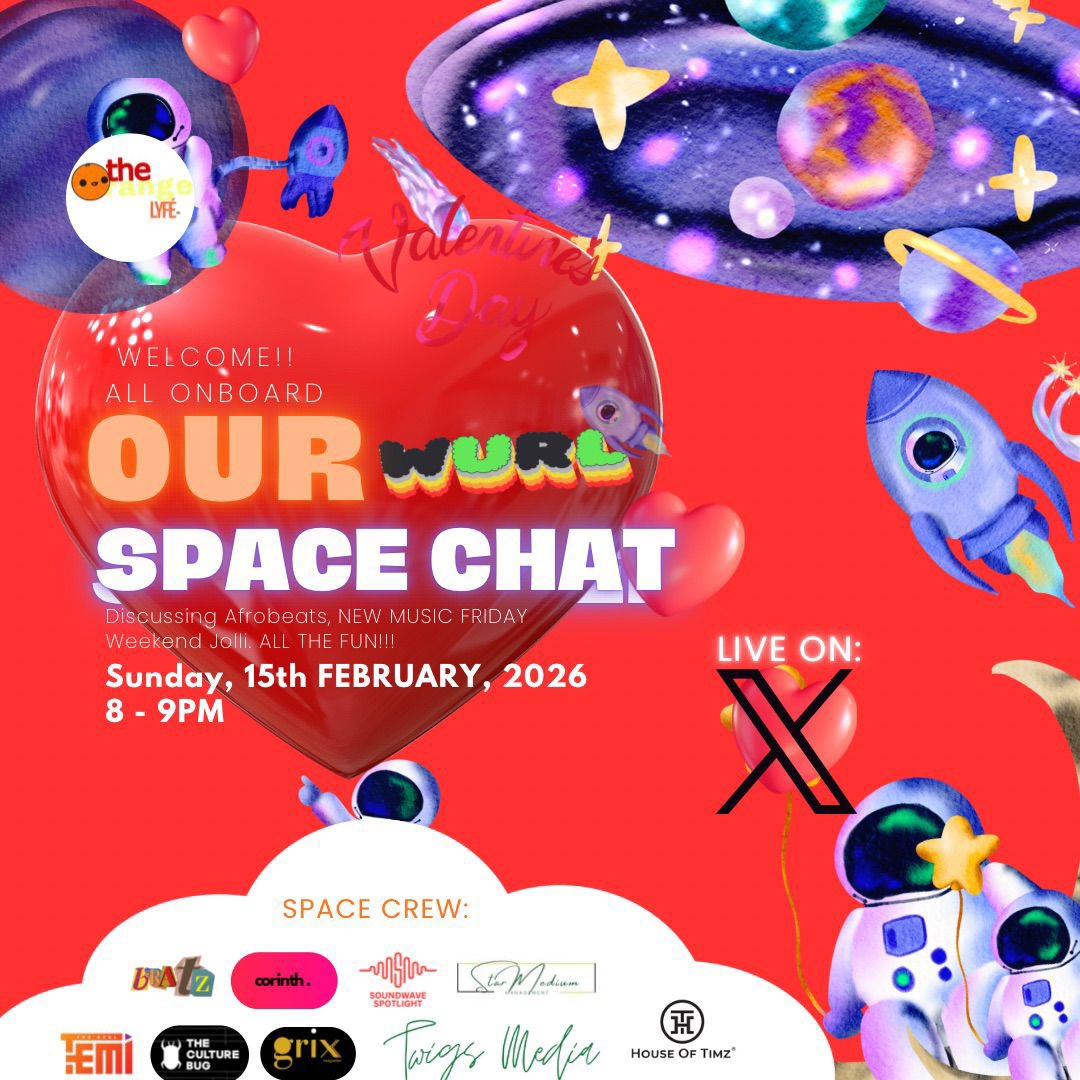 It’s love season and we’re celebrating with music and real stories. ♥️

Join OUR WURLD for our Valentine’s Special X Space, conversations, creativity, and good vibes.

Pull up! 🔔

📅 15th Saturday 2026
⏰ 8:00PM - 9:00PM

#OURWURLDMUSIC #MusicSpaces #ValentinesSpecial