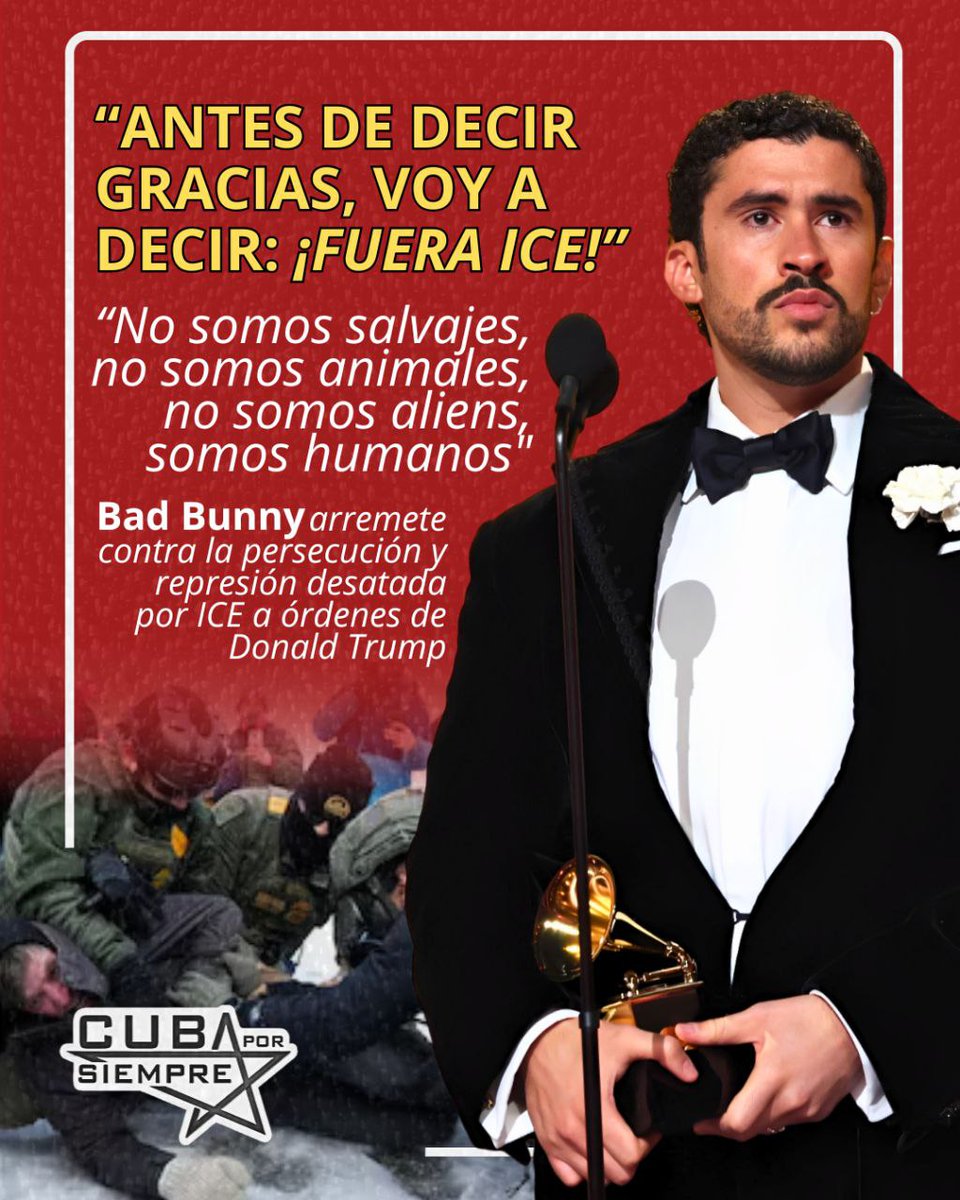 Pidió empatía hacia los migrantes, recordando: “No somos salvajes, no somos animales, somos humanos y somos estadounidenses”. Sus palabras recibieron una ovación del público y convirtieron su intervención en uno de los momentos más comentados de la noche.#cubaxsiempre