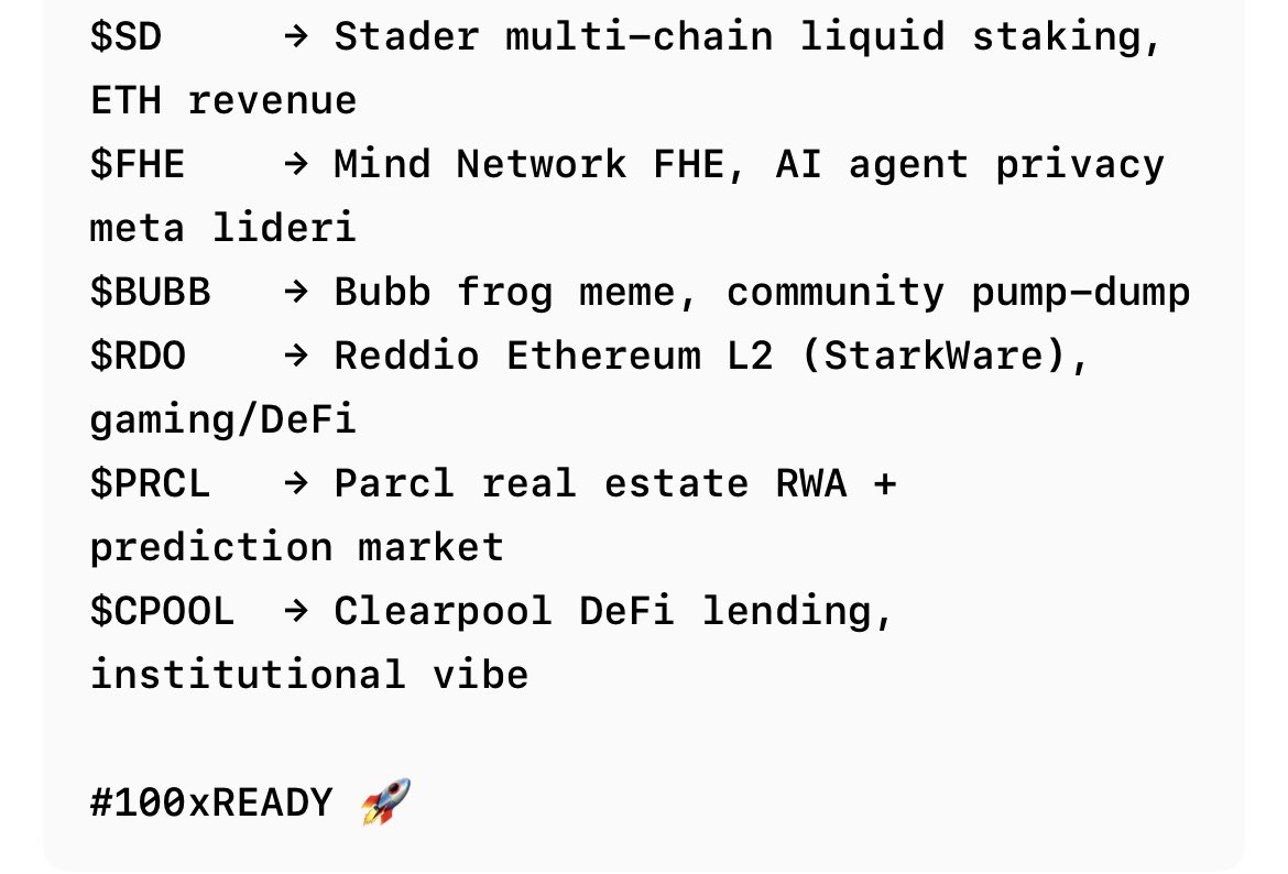 Taha83358330's tweet photo. #Solana #Defi #RWA #Web3 #AI All in one place!
$SHY $SD $FHE $CPOOL #PRCL $AGRI $APRZ #MAV #BUBB #XLAB $SHY #RDO 100x https://t.co/IKVj0IABDy
