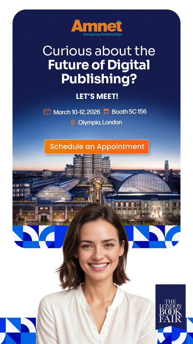Schedule an appointment with our managing director, Venu Prasad Menon, at the London Book Fair 2026! amnet.com/london-book-fa…

Meet us at Booth 5C 156 to explore our expertise in traditional and digital publishing, combined with cutting-edge technology. We offer a complete suite