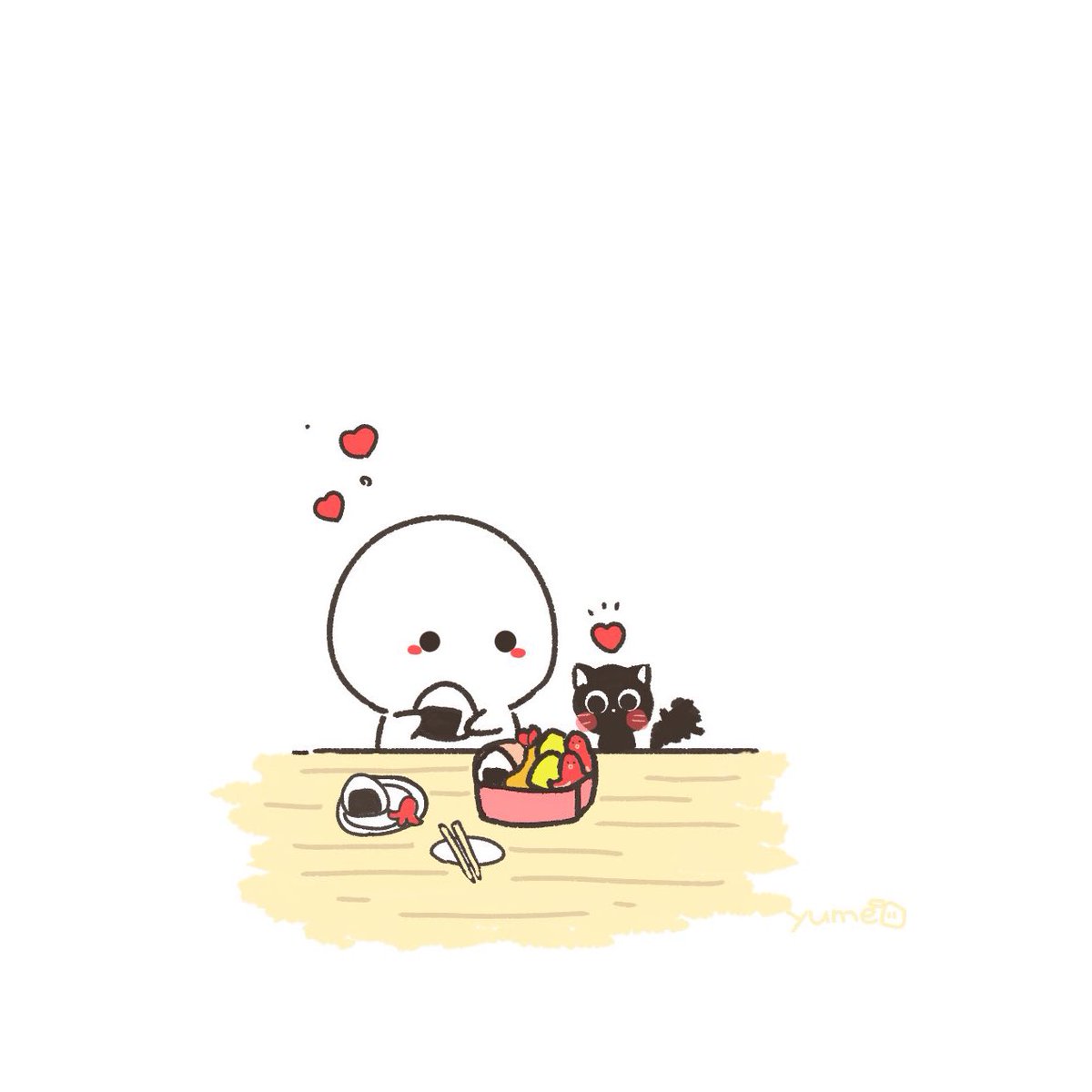 おにぎり入るかな？🍙🍙💗✨
 #イラスト #ゆるいイラスト #illustration