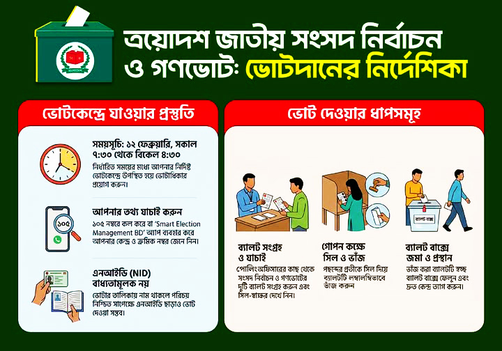 DattaShourov's tweet image. ত্রয়োদশ জাতীয় সংসদ নির্বাচন ও গণভোটে ভোটদানের পূর্ণাঙ্গ নির্দেশিকা প্রকাশ। #VotingGuide #AllEyesOnBangladeshElection #AllEyesOnBDElection #AllEyesOnBDElection2026 #2026BDElectionUpdate