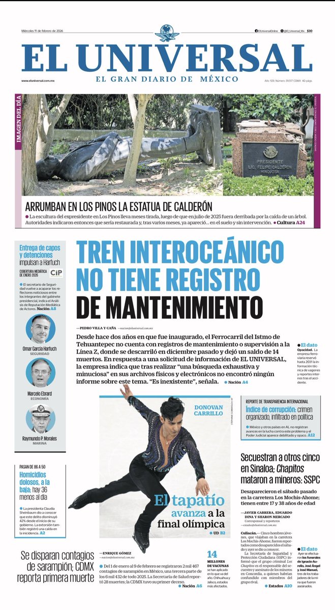 #FelizMiércoles 

La primera de ⁦<a href="/El_Universal_Mx/">El Universal</a>⁩ 👀👇