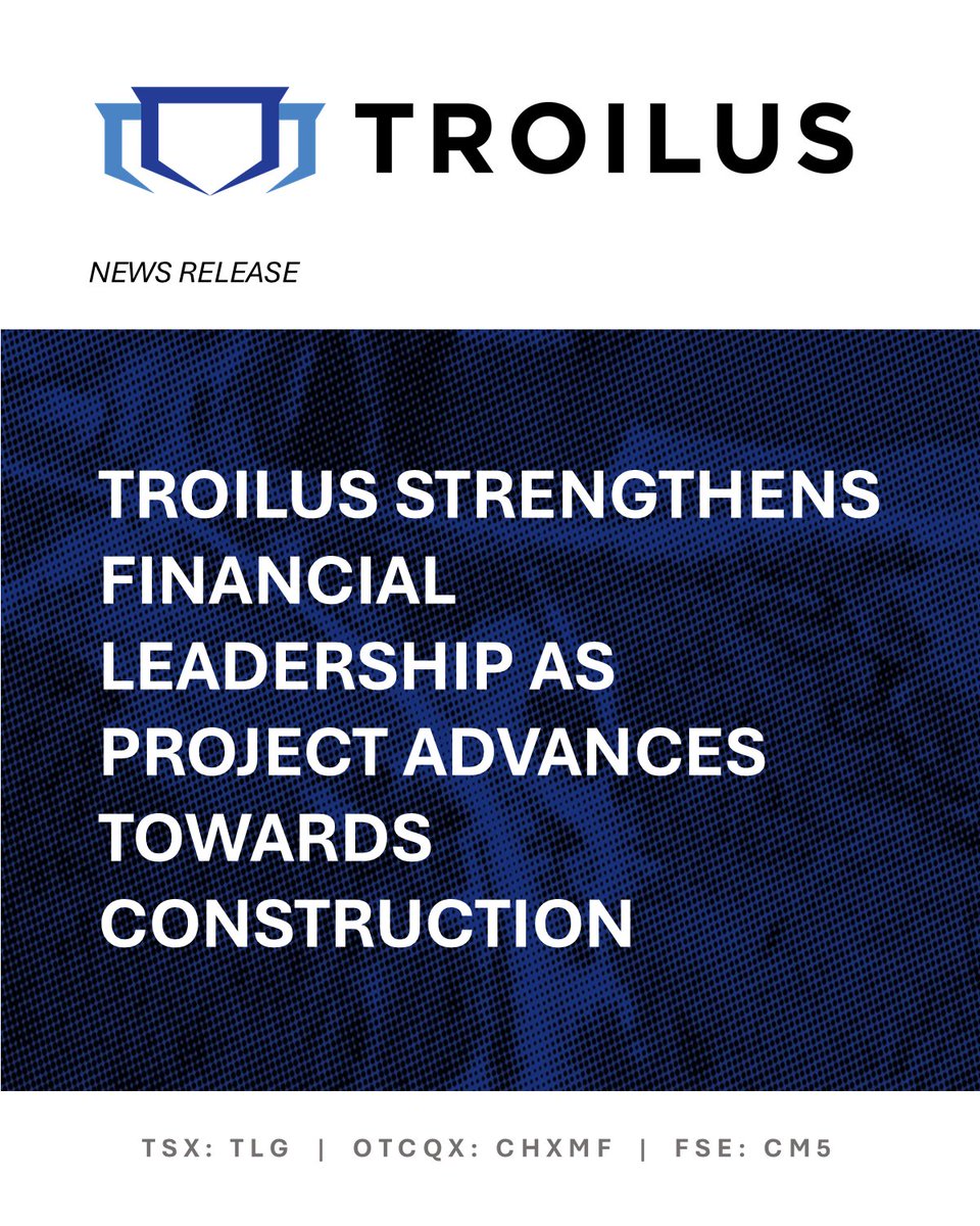 TroilusMining's tweet photo. Troilus strengthens financial leadership as project advances towards construction.

Read the news here: https://t.co/ag6WboZe7g

#TSX: $TLG | #OTCQX : $CHXMF | FSE : $CM5
#canada #quebec #criticalminerals #exploration #repsonsibledevelopment #juniormining https://t.co/L34zDCFfOE