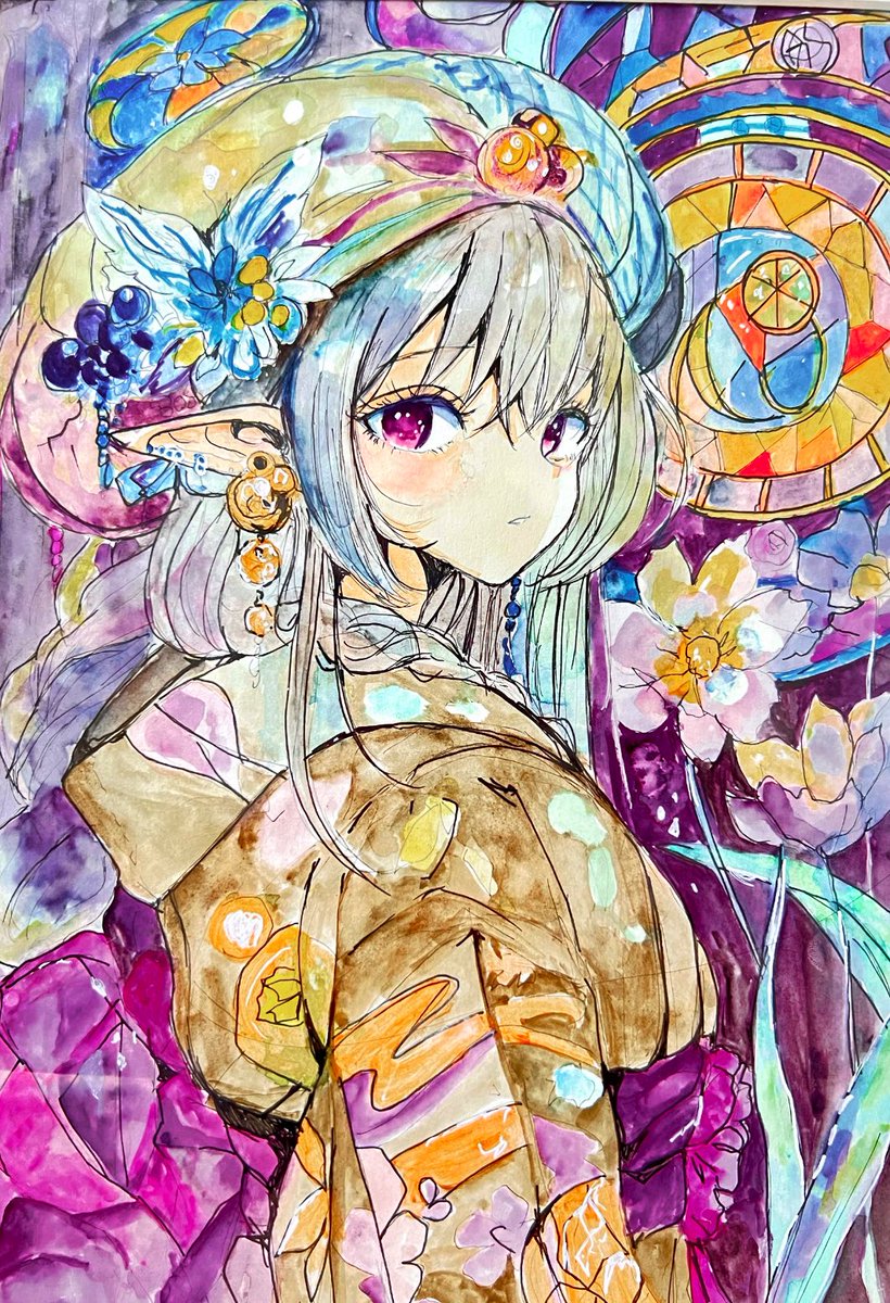 💠原画出品💠 光と宝石、ステンドグラスの世界。 色の配置とにじみを