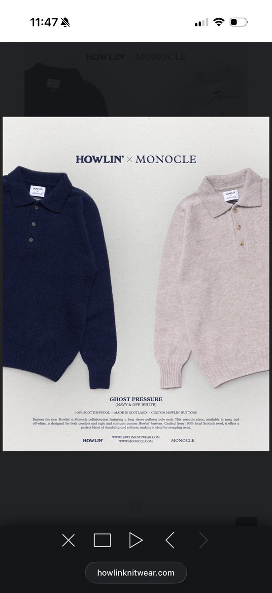 laleysbaya's tweet photo. @salamisell but this might’ve actually been the same sweaters (??) :-) i randomly stumbled across this brand, noticed finn follows them, then saw they had a limited drop in oct 2024 with those two sweaters. anyways it’s cute https://t.co/s1CZ5gQca7