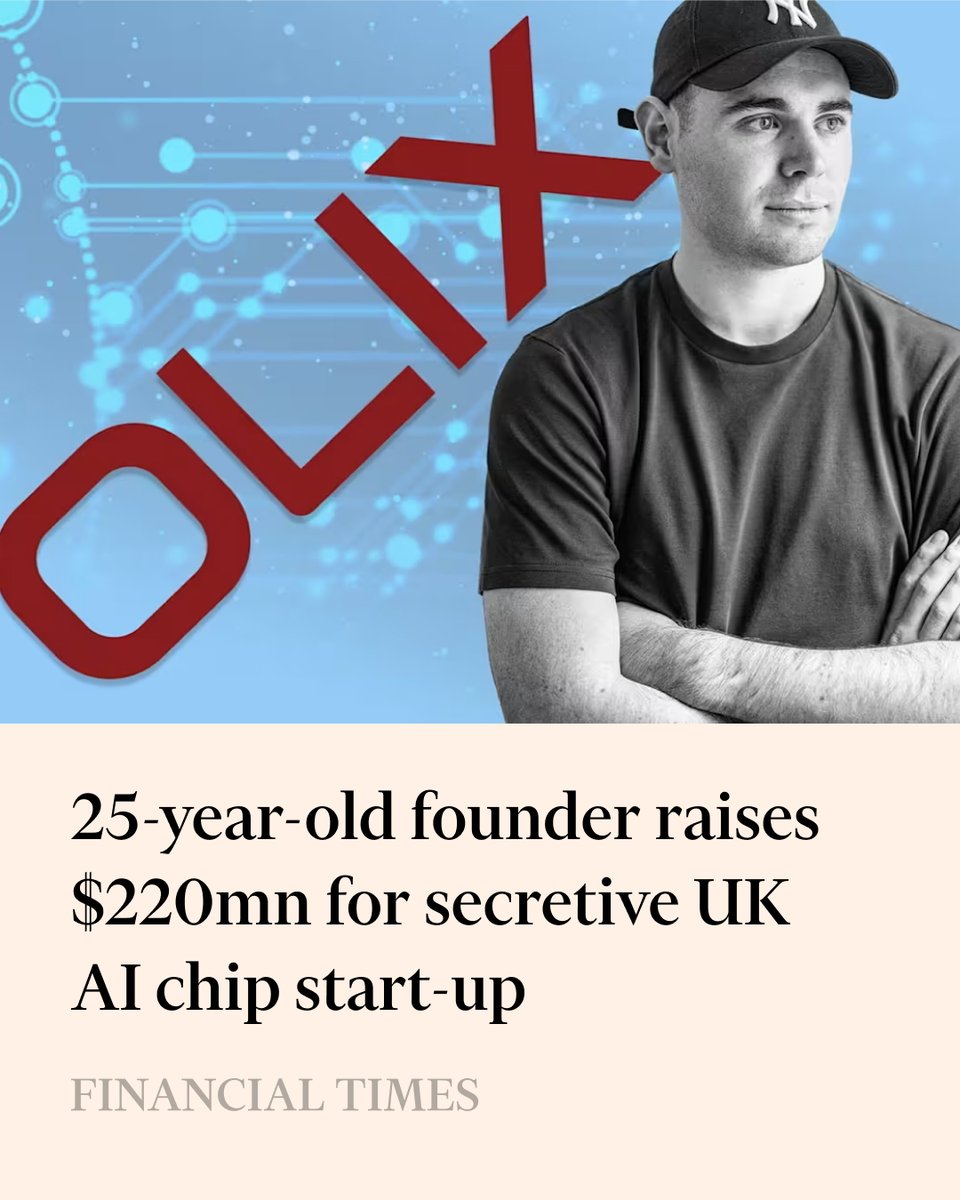A 25-year-old British entrepreneur has raised $220mn for a secretive UK semiconductor start-up aiming to build AI chips that are faster and cheaper than Nvidia’s. ft.trib.al/ufwYnui