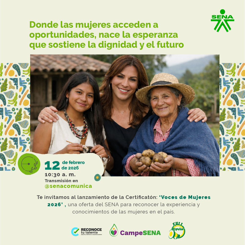Donde las mujeres acceden a oportunidades, nace el futuro.
📅 12 de febrero 2026
⏰ 10:30 a. m.
📲 Transmisión: @senacomunica
Conéctate al lanzamiento de Voces de Mujeres 2026.
#TuExperienciaVale