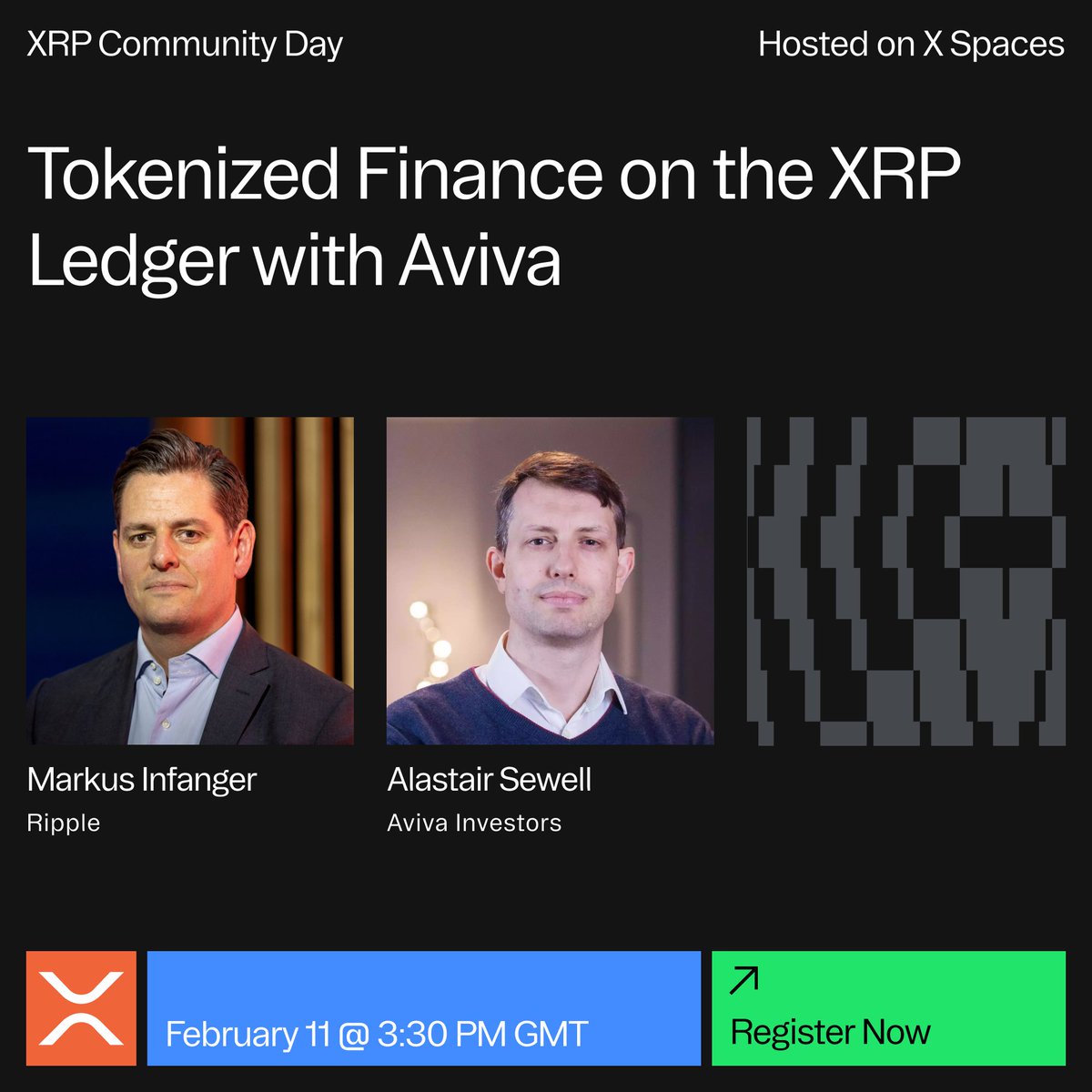 We’re partnering with Aviva Investors to tokenize traditional funds on the XRP Ledger. 

Tune into XRP Community Day to learn more about the partnership and onchain finance on the XRPL with <a href="/markusinfanger/">Markus Infanger</a> and Aviva’s Alastair Sewell. 

Up Next: on.ripple.com/4ktDQUw