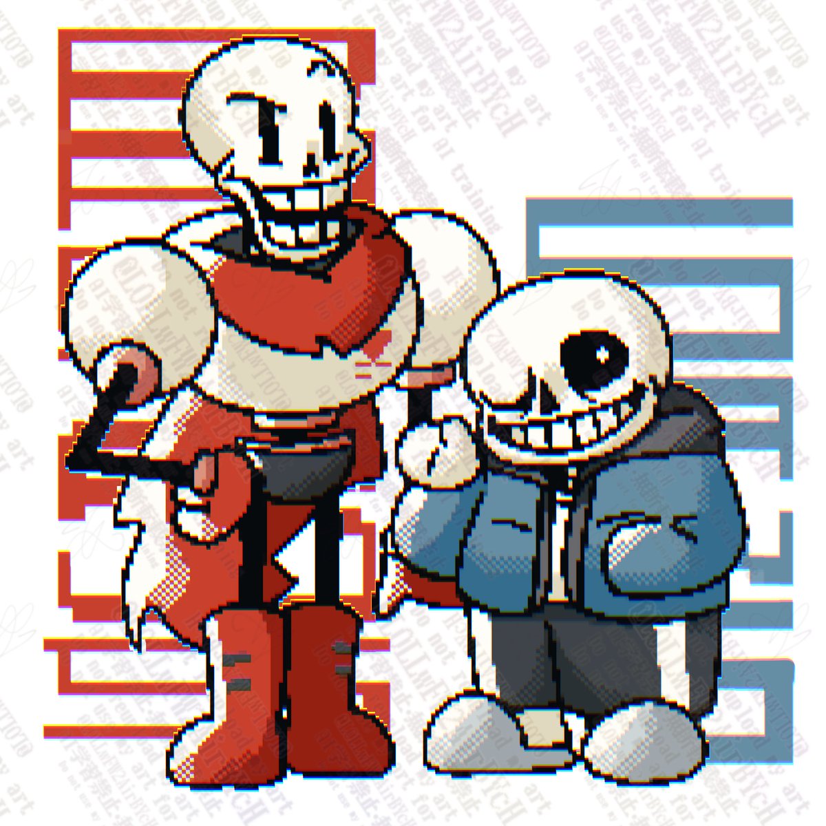 今度はサンズとパピルス🦴
もう少し昔のゲームっぽくしたかったけど結構難しい🤔