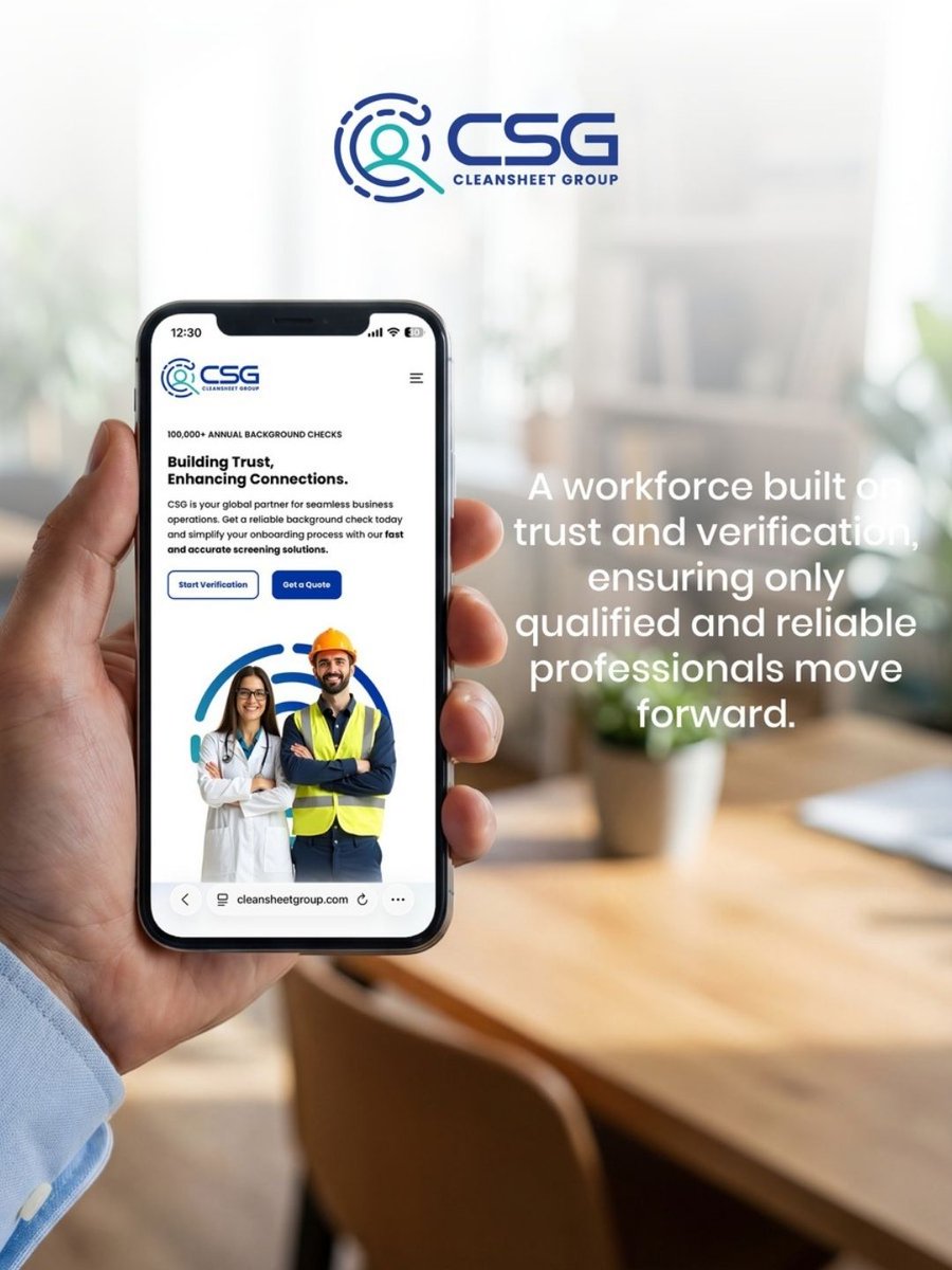 cleansheetgroup's tweet photo. Our mission is to deliver accurate, reliable, and comprehensive verification solutions that empower organizations to make confident decisions, mitigate risk, and build trust at every step.

Apply now at https://t.co/yq5OeT9J4C.

#CleanSheetGroup #Trust #Verification #PSV #UAE https://t.co/cjd150eshA