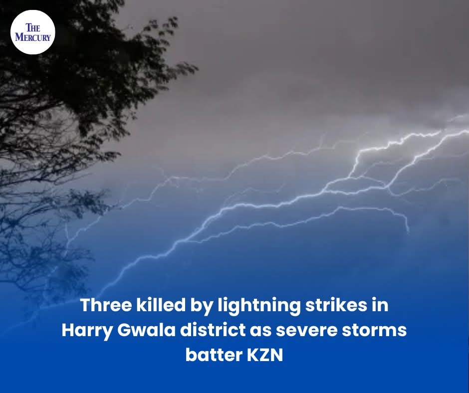 TheMercurySA's tweet photo. ⚡ Severe storms in the Harry Gwala District have resulted in three fatalities due to lightning strikes, highlighting the dangers posed by extreme weather conditions in KwaZulu-Natal.
Read more here: https://t.co/iRqifsuLS4
#LightningStrikes #HarryGwala #KZNStorms https://t.co/AoOjh5tTsm