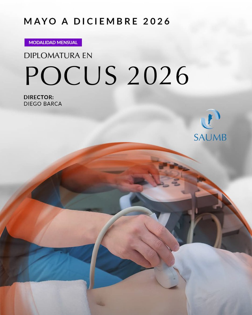 🩺 Diplomatura en #POCUS (Point-of-Care Ultrasound)
📅 Ciclo 2026

👨‍⚕️ Director: Diego Barca
👨‍⚕️ Docente: Juan Pablo Fernandez

⏰Cursada: 15/05/2026 al 05/12/2026

📝 Inscripciones abiertas
🔗 Más info e inscripción:
saumb.org.ar/curso/c/Diplom…
